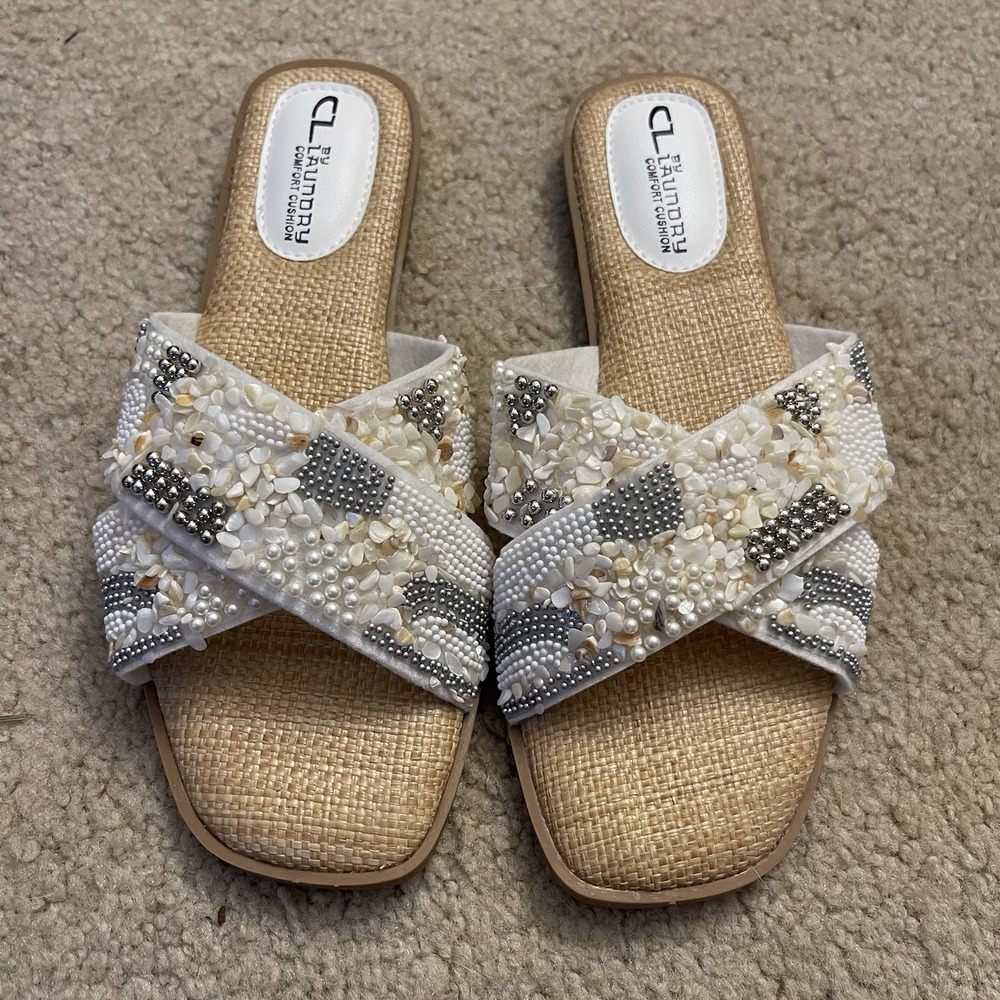 Chinese Laundry Long Beach Slides Flats Size 8 Vacation Cruise Holiday NIB